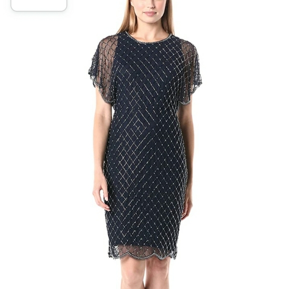 adrianna by adrianna papell women's beaded dolman-sleeve dress ADRIANNA PAPELL AP1E210884 PETITE BEADED MERMAID DOLMAN SLEEVE main image 1